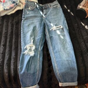 CELLO Stylish Mom Blue Distressed Women Jeans